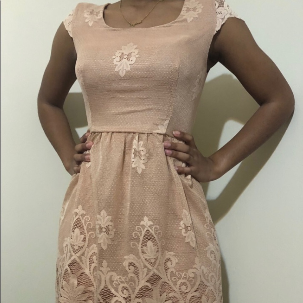 rose blush lace dress